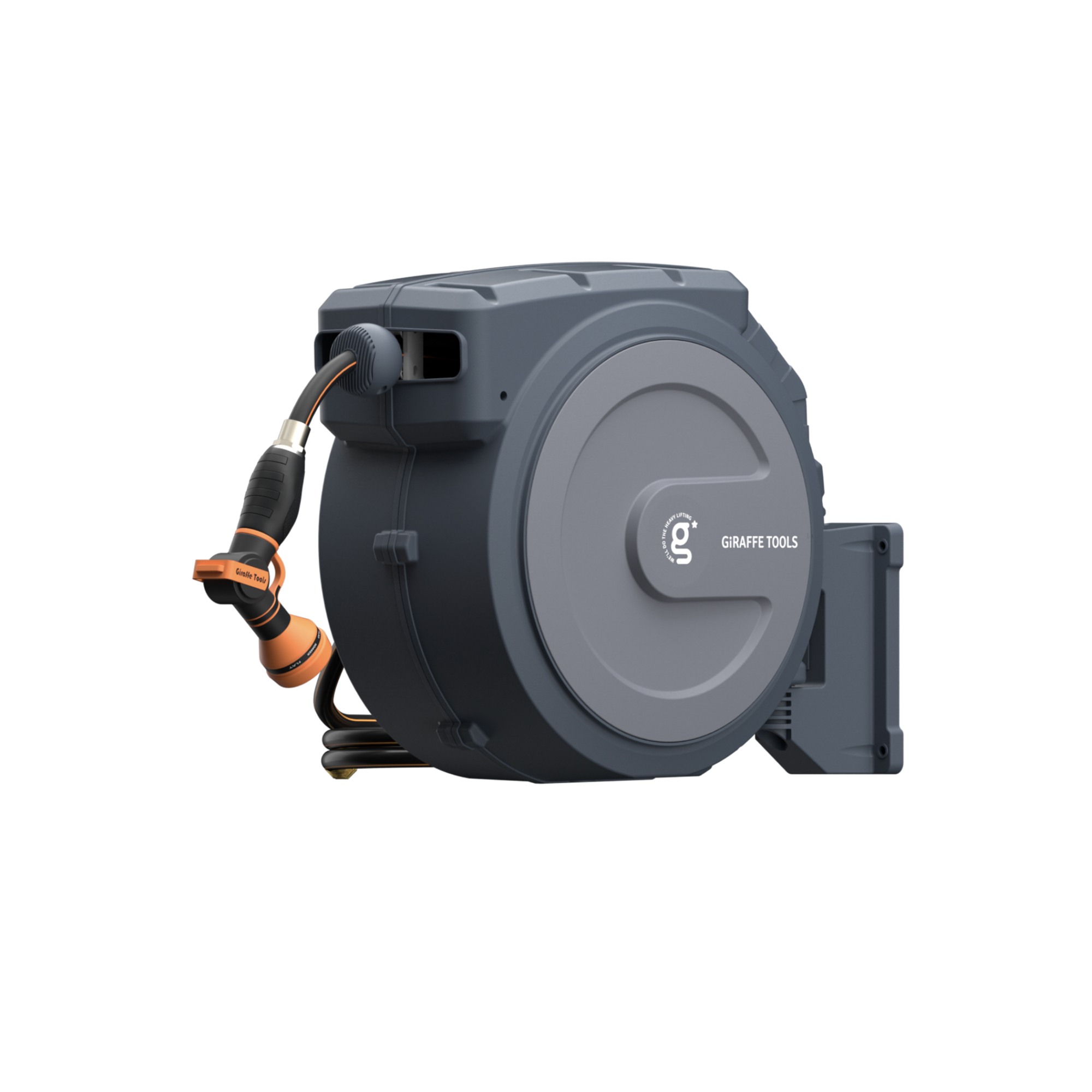 Giraffe Tools, Garden Hose Reel 1/2in. 130ft.,Wall Mounted,DKGY, Hose Length Capacity 130 ft, Model# AW4012US